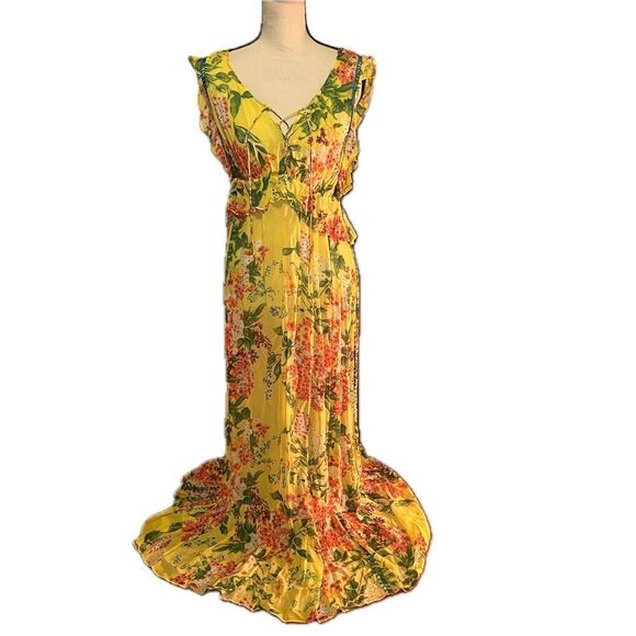 Anthropologie Plenty by Tracy Reese Silk Floral Garden Party Maxi Dress Sz S - Picture 3 of 6